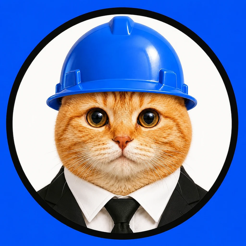 NASCAT — the Nasdaq cat in a Base-blue hard hat
